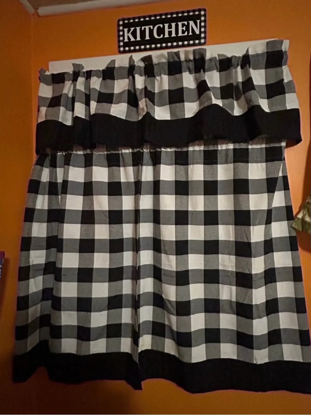Black and White Buffalo Check Kitchen Curtain Set